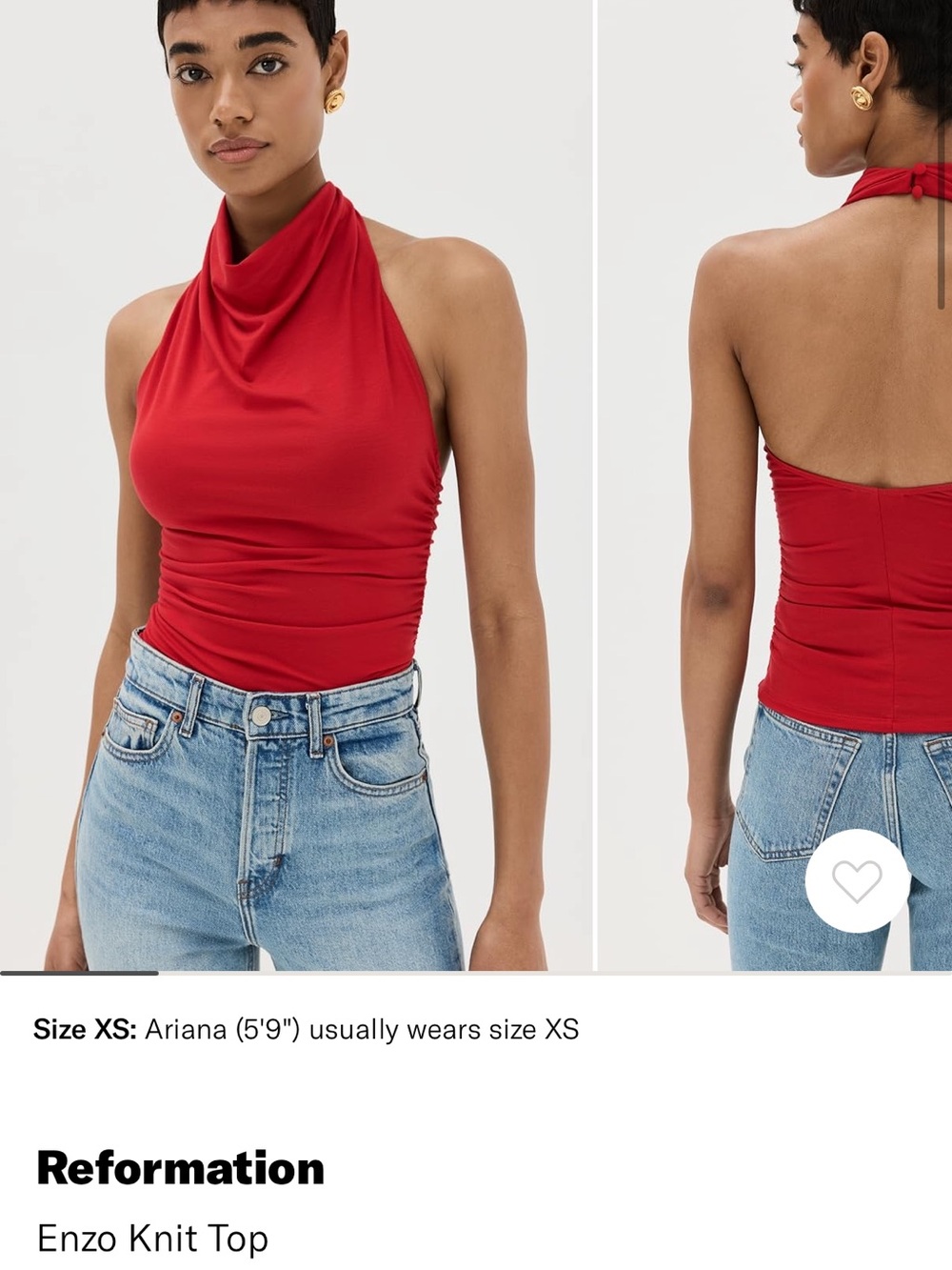 Reformation Enzo Knot Red Halter Top